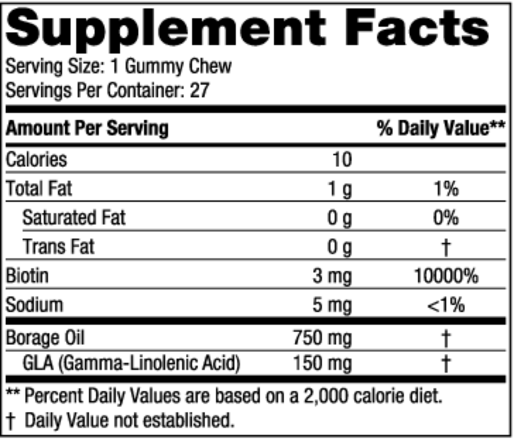 Zero Sugar Hair & Skin Gummy Chews