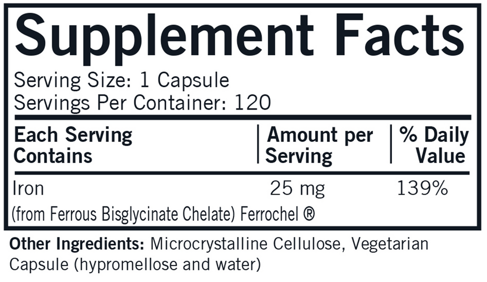 Iron 25 mg Bio-Max Series Capsules - Hypoallergenic