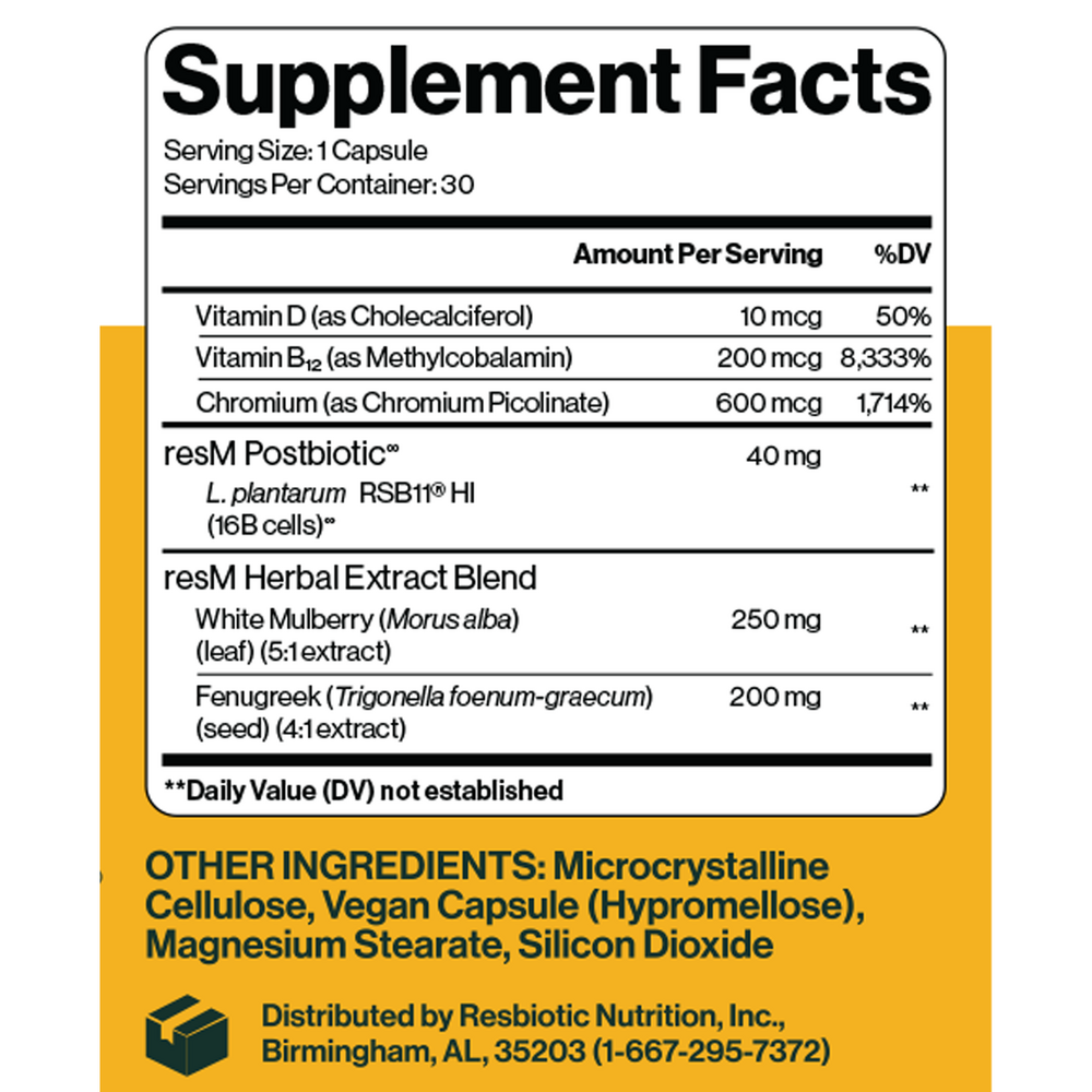 PRO resM GLP-1 Support Postbiotic 2-Pack of 30 Capsules