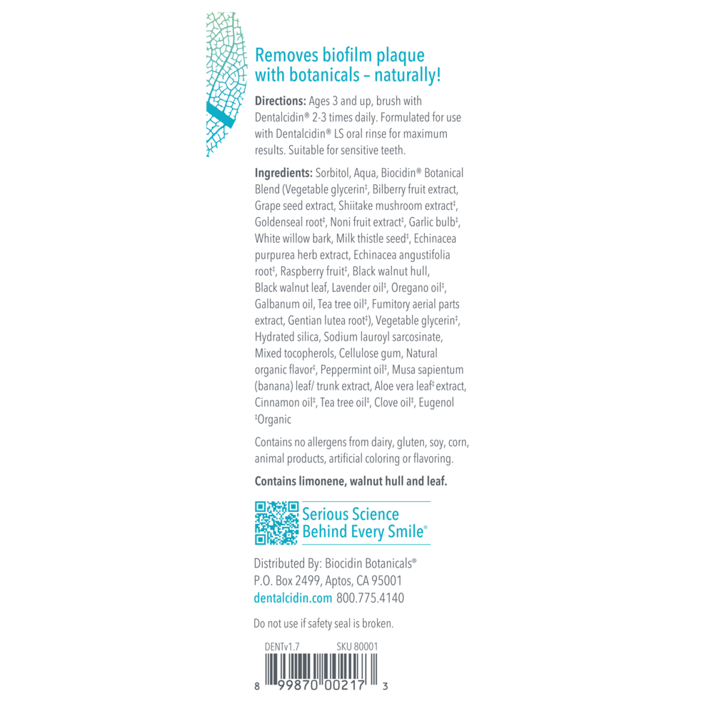 Dentalcidin Oral Microbiome Toothpaste with Biocidin