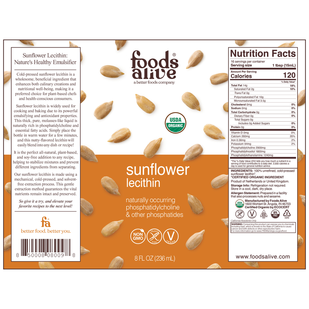 Organic Sunflower Lecithin Liquid