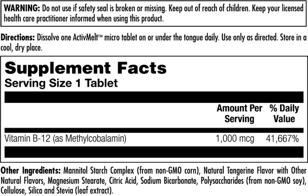 B-12 Methyl 1,000 mcg Tangerine