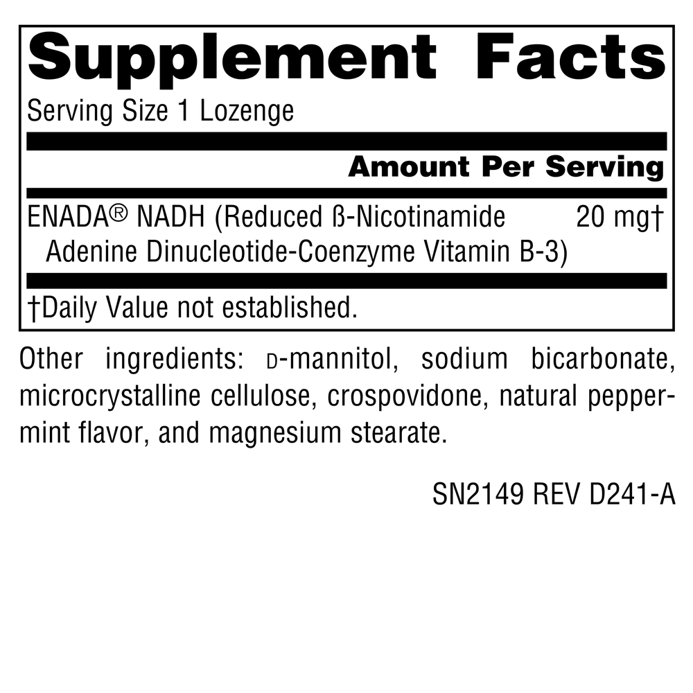 NADH Peppermint 20mg Lozenges