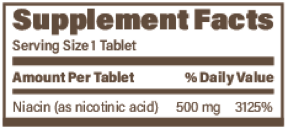 Immediate Release Plain Niacin (Nicotinic Acid) 500mg