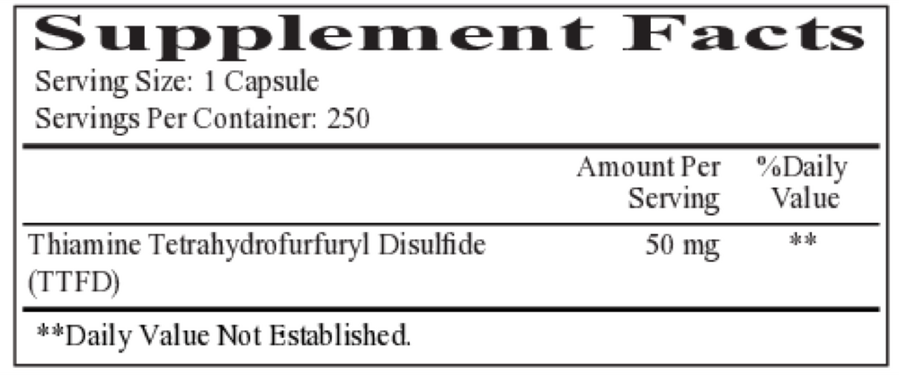 All Thiamine  (fat soluble B1 - TTFD, 50 mg capsule)