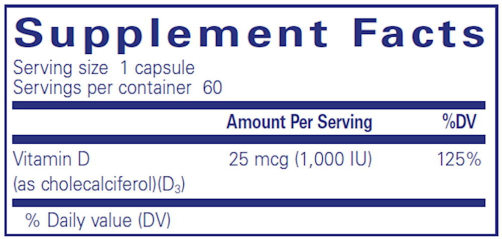 Vitamin D3  25mcg (1,000IU)