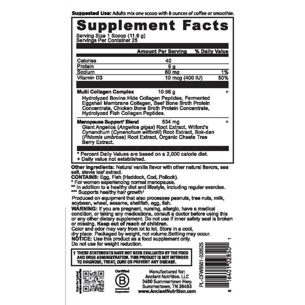 Menopause Support + Collagen - Vanilla