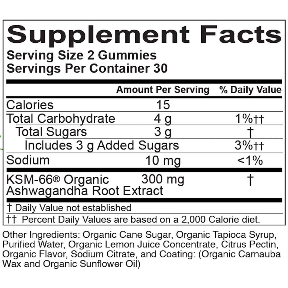 Organic Ashwagandha Gummies, Lemon Lime