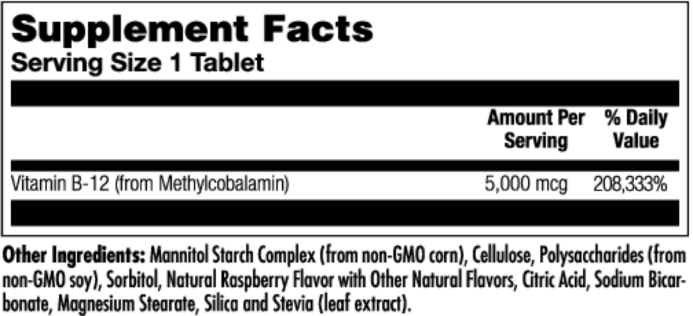 B12 Methylcobalamin 5,000 mcg Raspberry