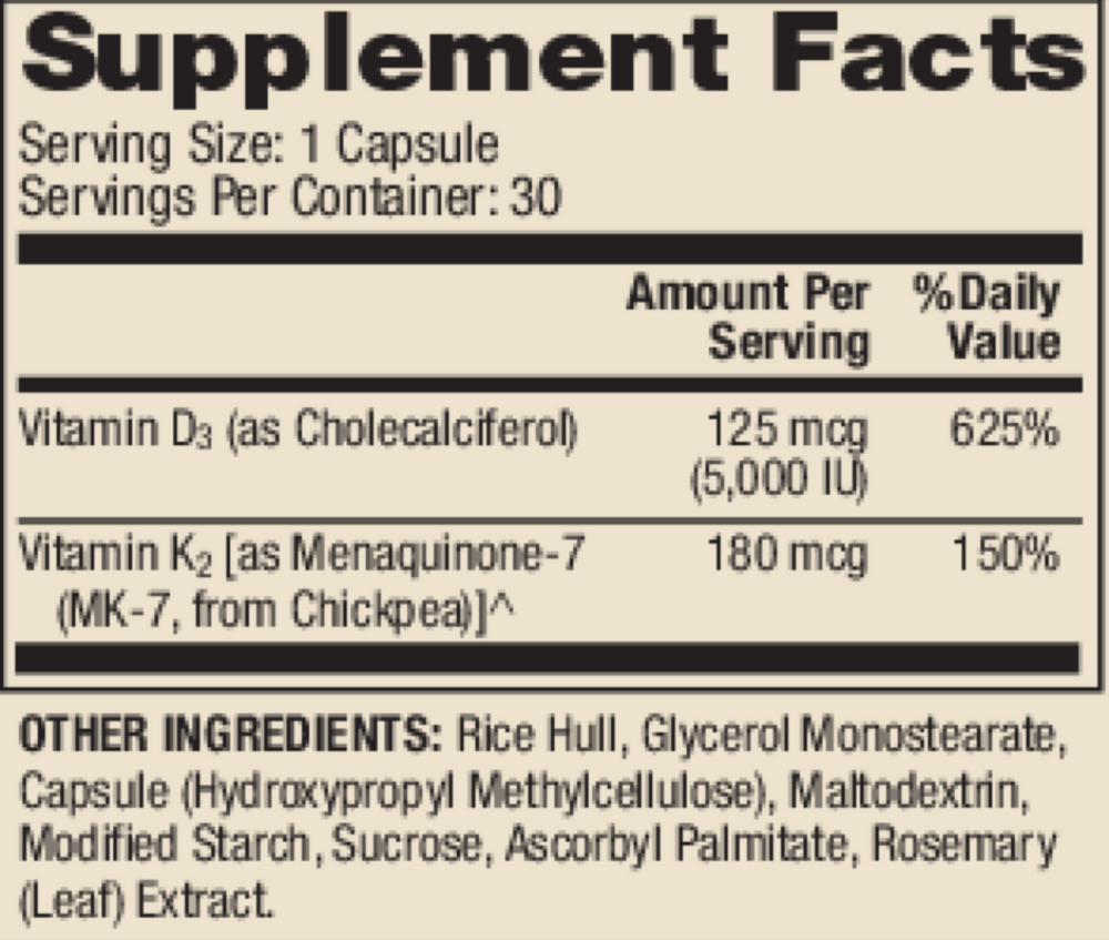 Vitamins D3 and K2