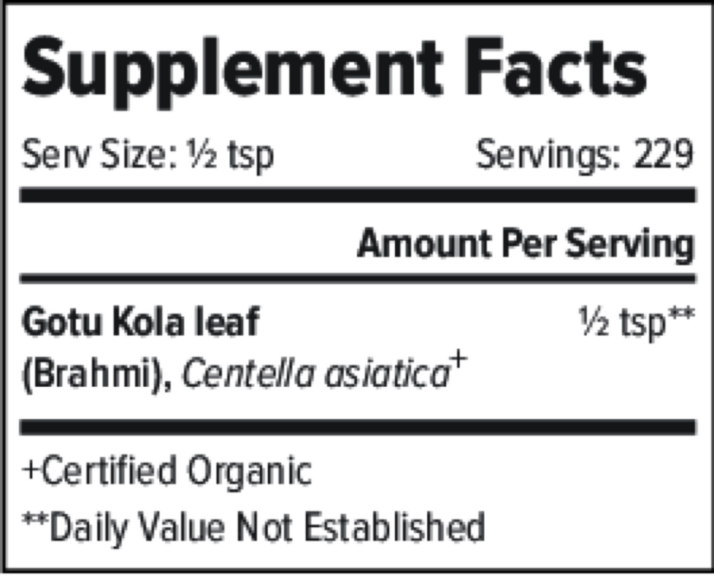 Brahmi/Gotu Kola Leaf Pwdr Organic