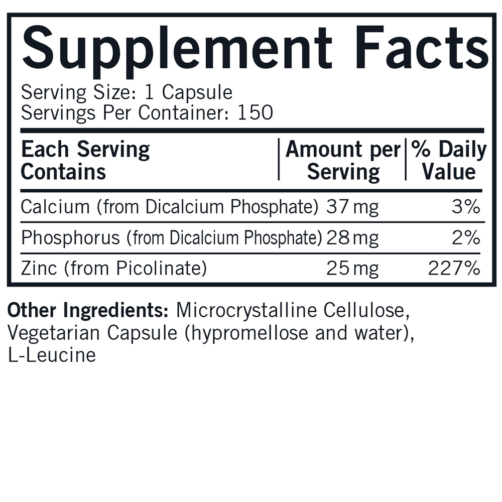 Zinc Picolinate 25 mg Capsules - Hypoallergenic