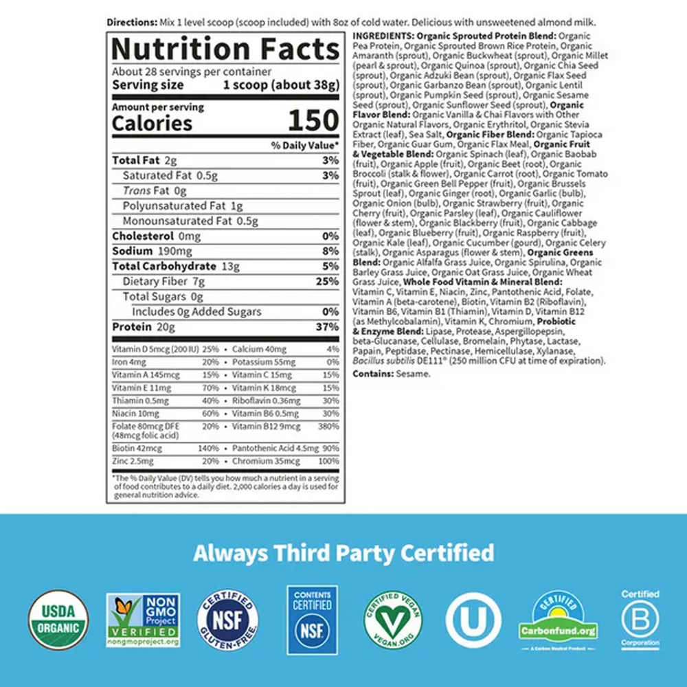 RAW Organic Meal - Plant-Based Vanilla Chai