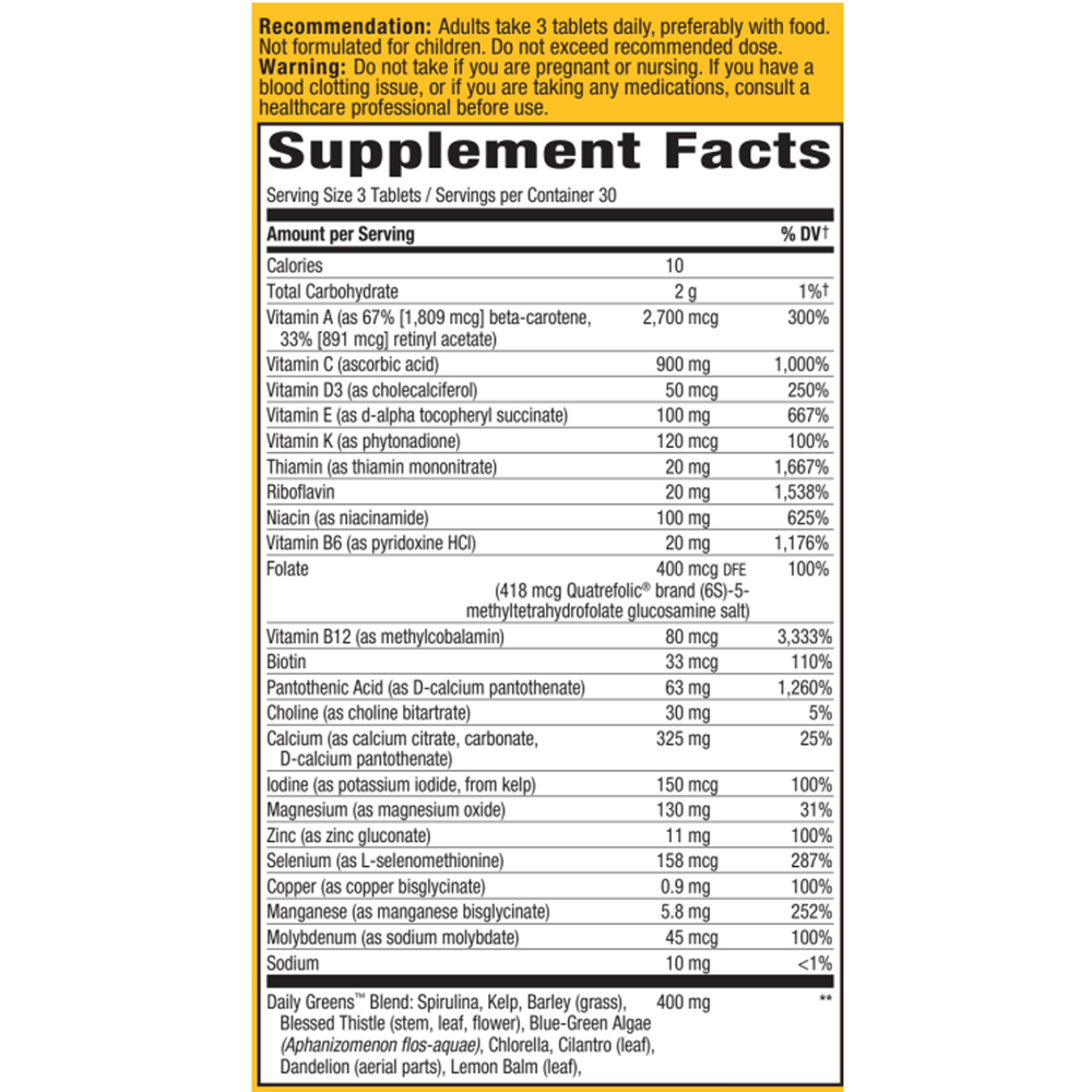 Alive!® Max3 Daily Multi-Vitamin Iron-free