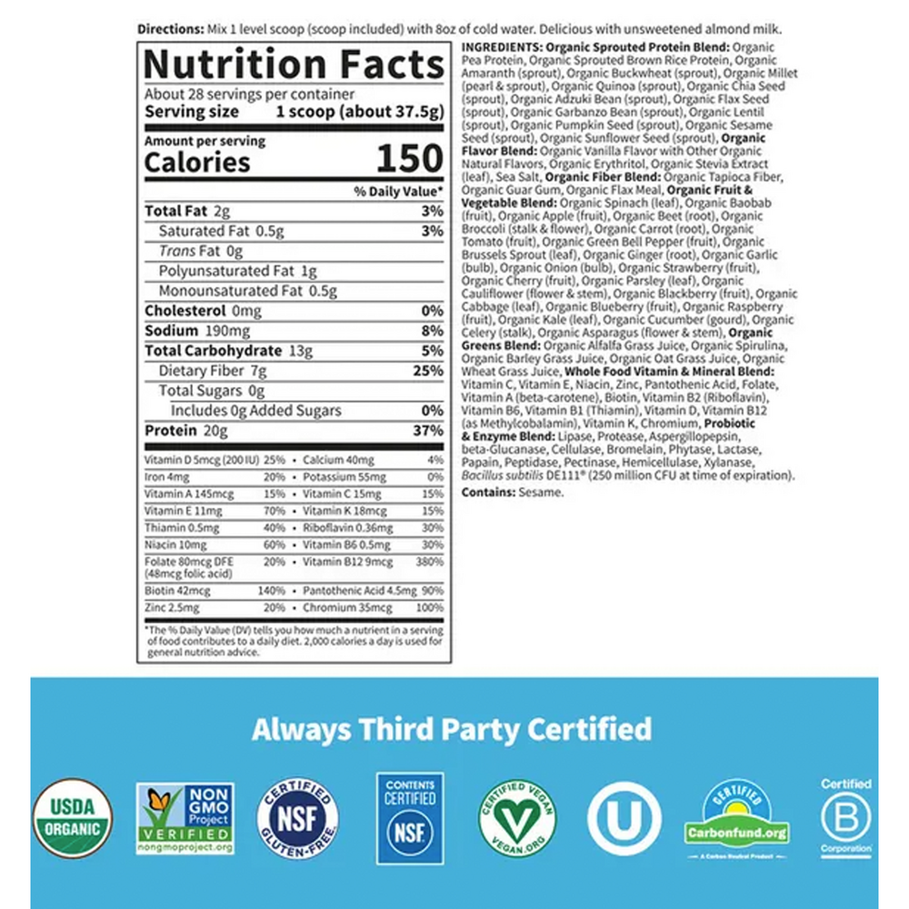 RAW Organic Meal - Vanilla