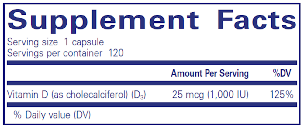 Vitamin D3  25mcg (1,000IU)