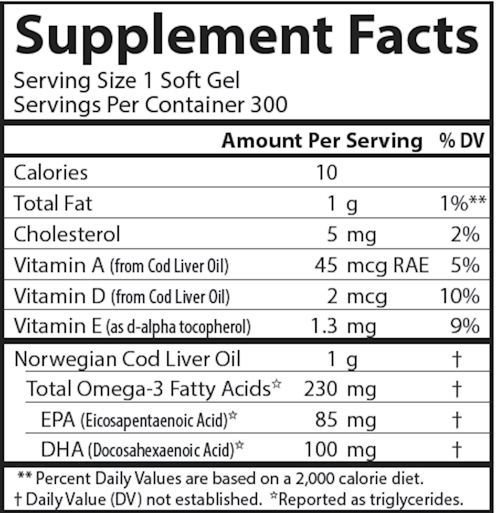 Cod Liver Oil Low Vitamin
