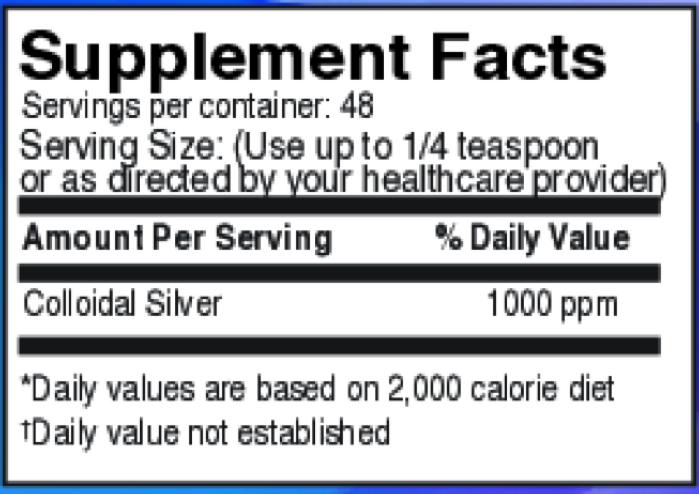 Liquid Colloidal Silver 1,000ppm