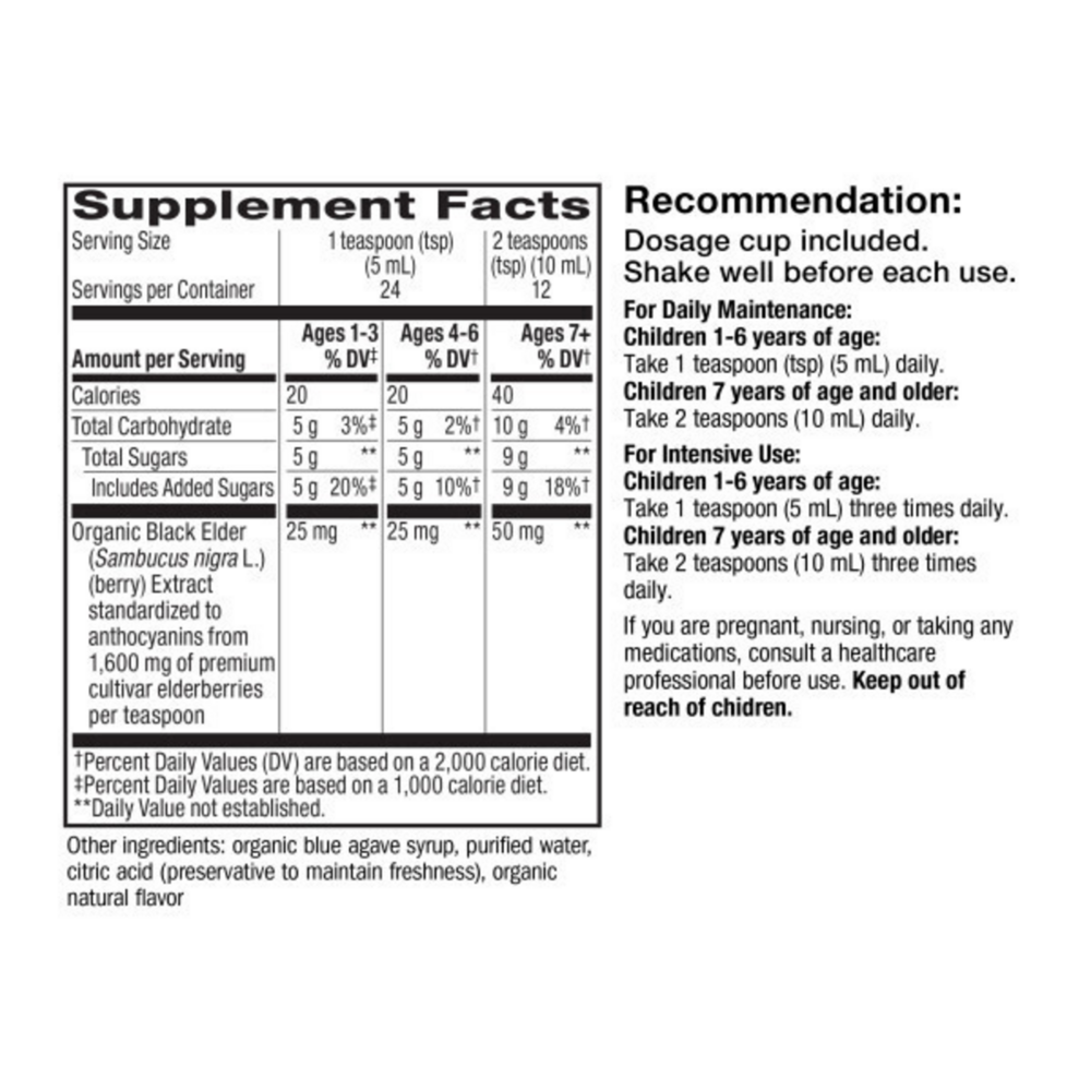 Organic Sambucus Syrup for Kids