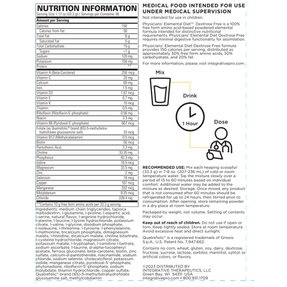 Physicians' Elemental Diet™ Dextrose Free