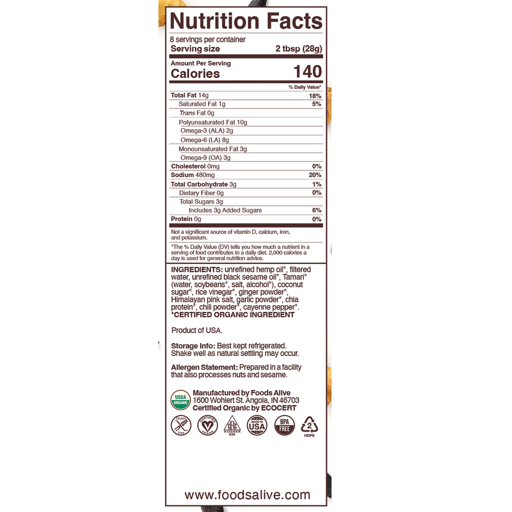 Sesame Ginger Salad Dressing Organic