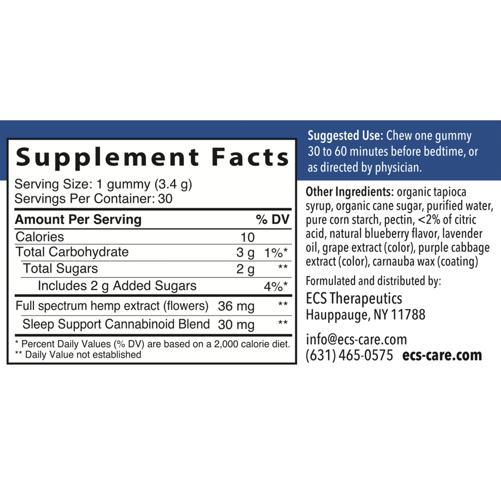 Relax and Rest Gummies (Full Spectrum Hemp) Natural Blueberry