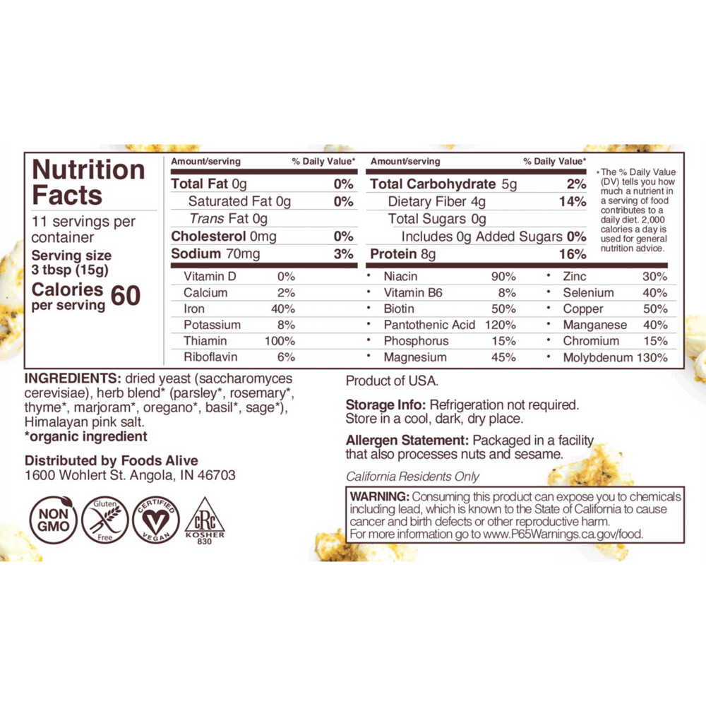 Zesty nutritional yeast blend shaker jar