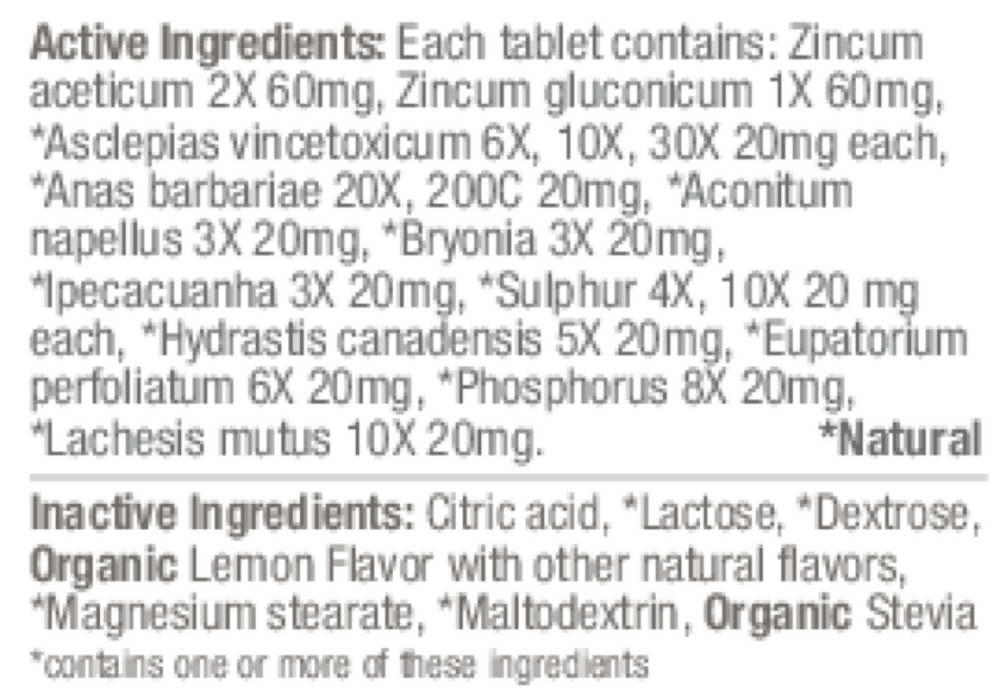 ReBoost Cold & Flu Tablets Zinc +10 Lemon