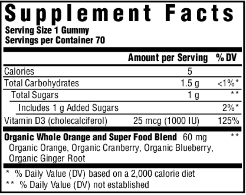 D3 Wellness 1000 IU Gummies, Mixed Fruit