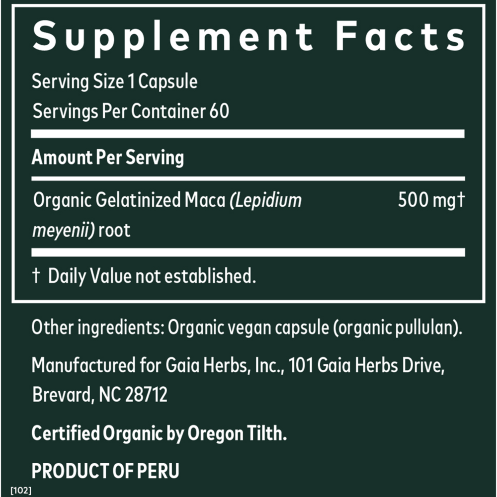 Maca Root (Organic) 500mg Capsules
