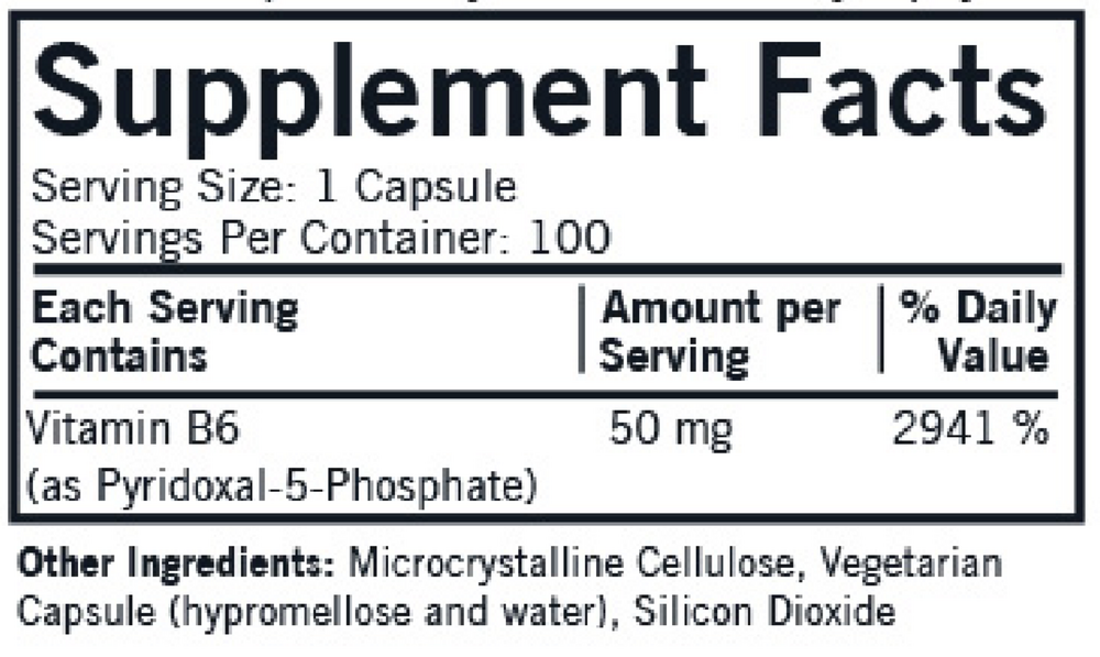 P-5-P (Pyridoxal 5-Phosphate) 50 mg Capsules - Hypoallergenic DISCO