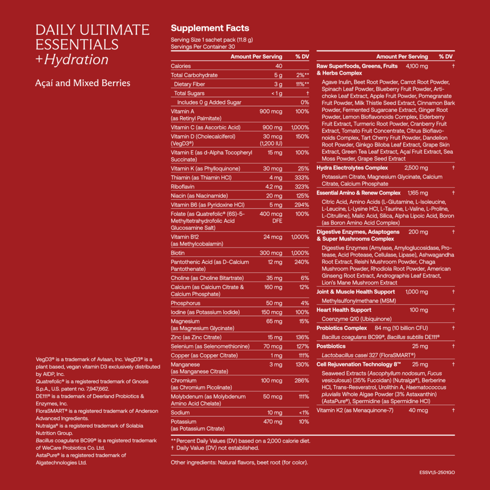 Daily Ultimate Essentials: All-in-One Supplement (Single-Serve Sachets)