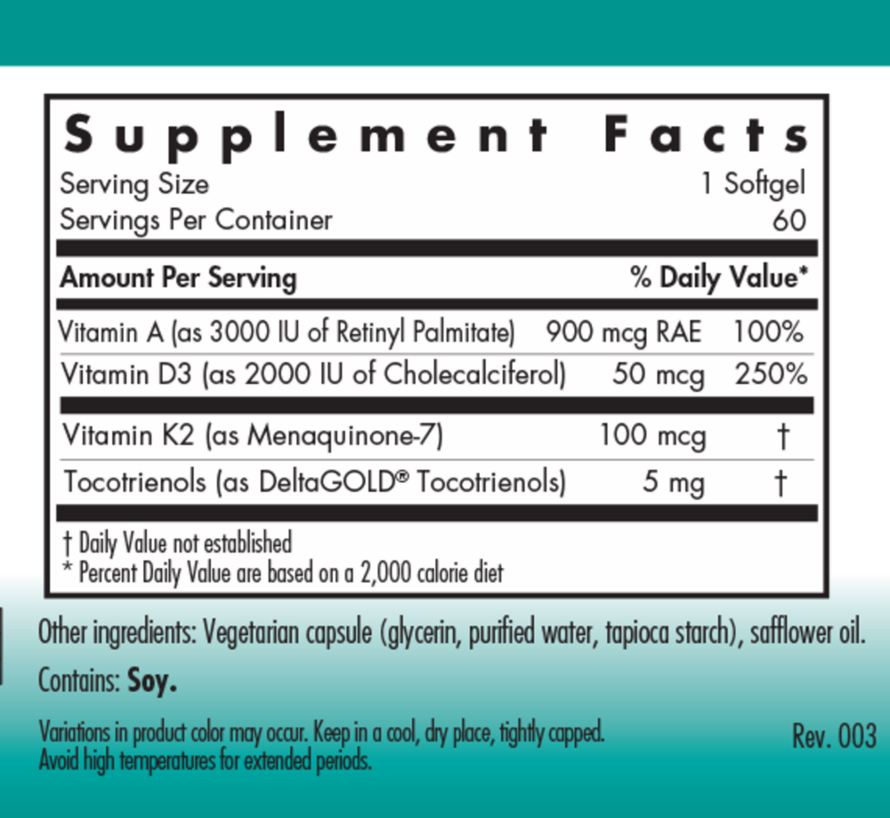 Vitamin D3 Complete Daily Balance with A and K2