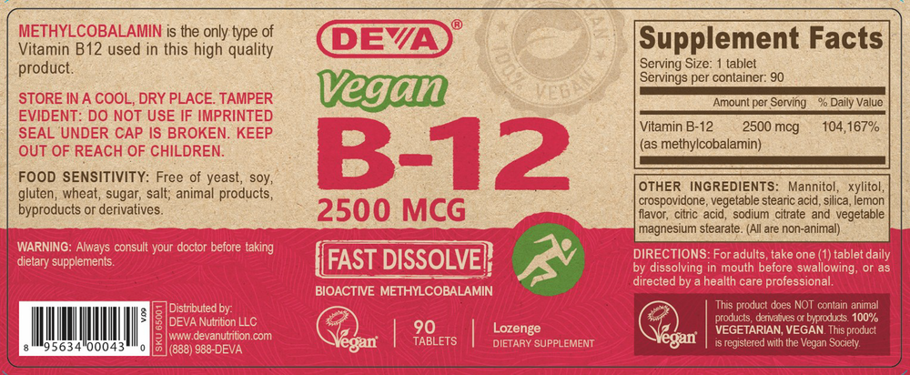 Vegan Vitamin B-12 (Fast Dissolve) - 2500mcg