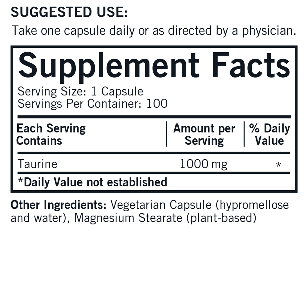 L-Taurine 1000 mg Capsules - Hypoallergenic