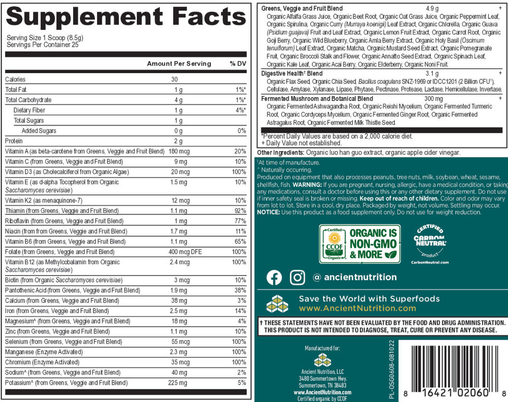 Organic SuperGreens + Multivitamin - Powder