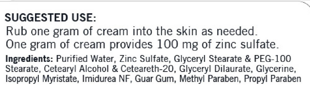 Zinc Sulfate Topical Cream