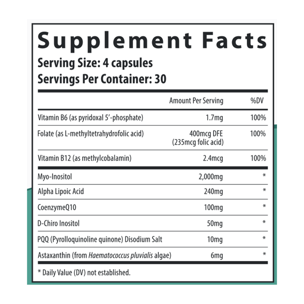 PQQ + Myo + D-Chiro Inositol 40:1 Ratio