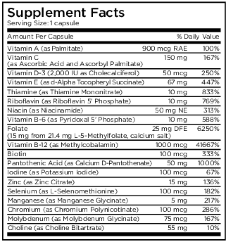 Multivitamin + 15 mg L-Methylfolate