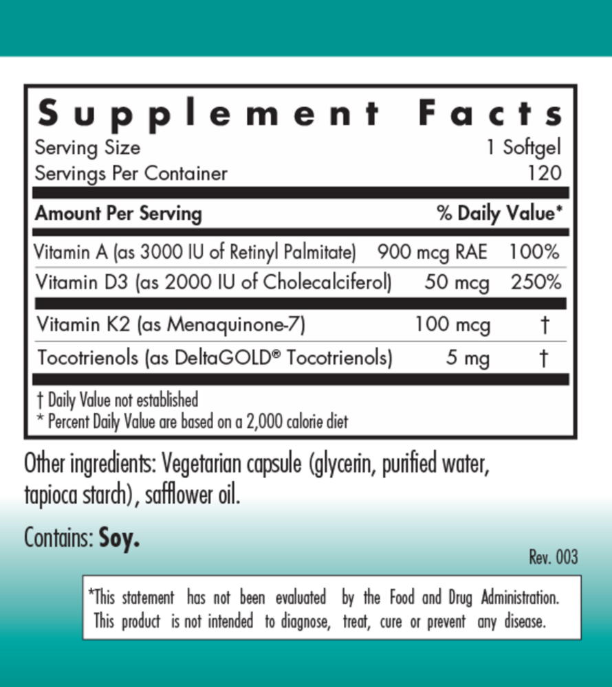 Vitamin D3 Complete Daily Balance with A and K2