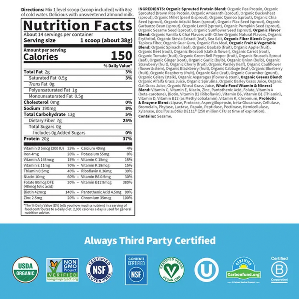 RAW Organic Meal - Plant-Based Vanilla Chai