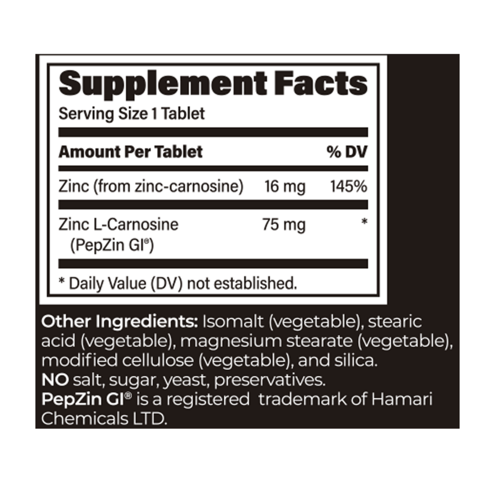 Chewable PepZinGI® Zinc-Carnosine 75mg