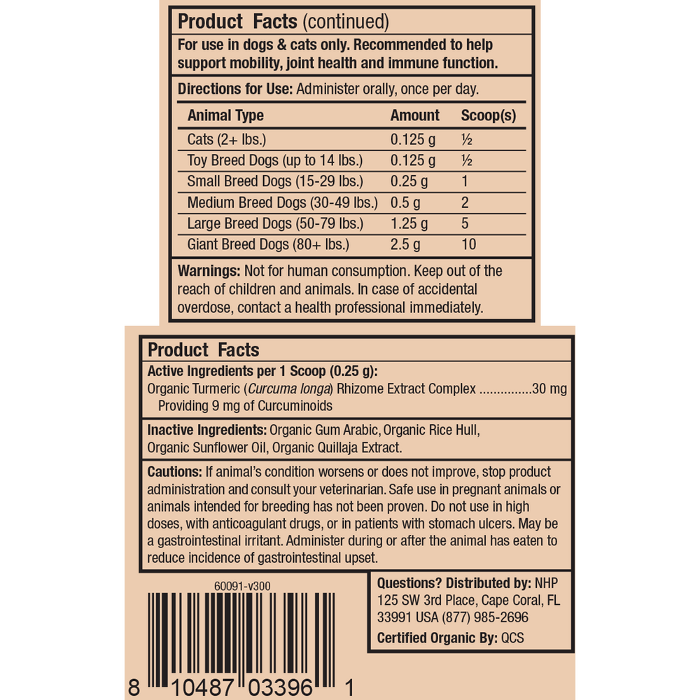 Organic Curcumin for Dogs & Cats