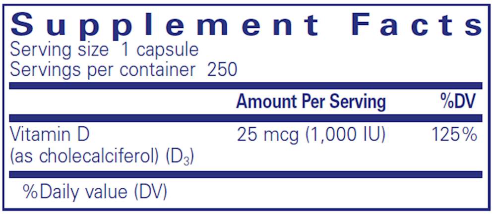 Vitamin D3  25mcg (1,000IU)